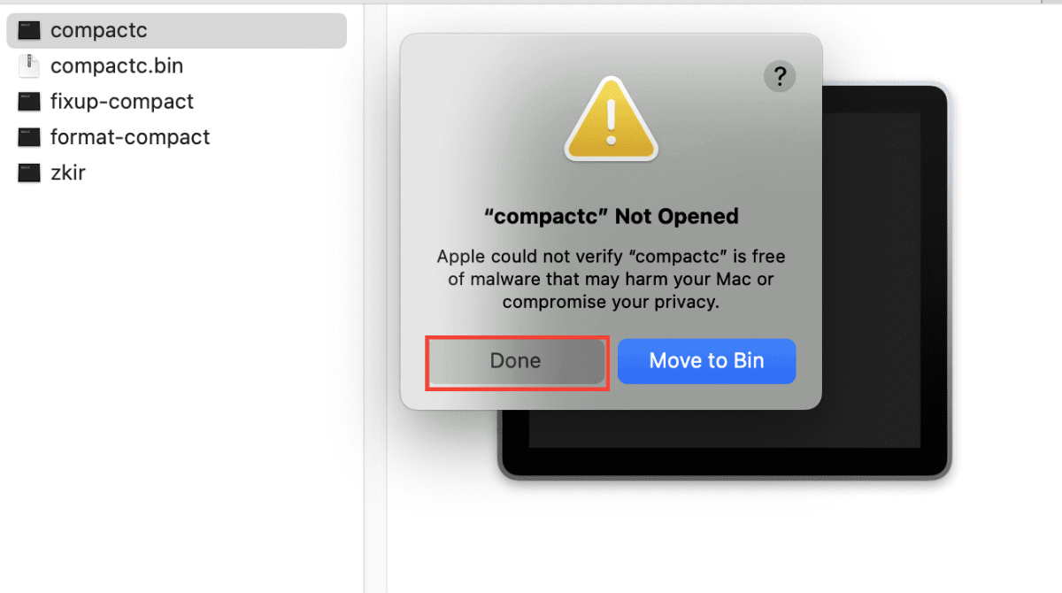 Click done on MacOS